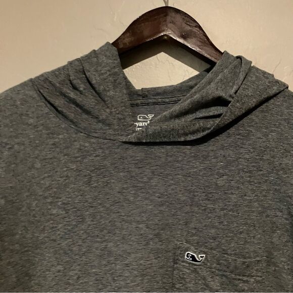 Vineyard Vines Edgartown Hooded Long Sleeve T-Shirt Dark Gray Whale Size Large - Picture 8 of 13